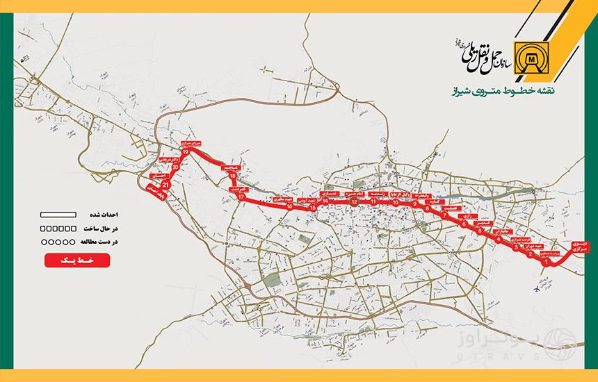نقشه خط یک مترو شیراز